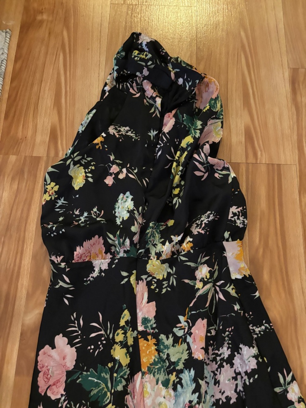 NW Petal & Pup Nordstrom ANABELLE Black Floral Satin Midi Dress size S - Picture 7 of 8